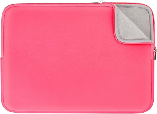 RAINYEAR Laptop Sleeve Case Compatible with 13.3 Inch Notebook Computer Tablet Chromebook 14" MacBook Pro/Max M1 M2 M3 M4 M5 Soft Cover Protective Case Carrying Bag (Bright Pink, Upgraded Version)