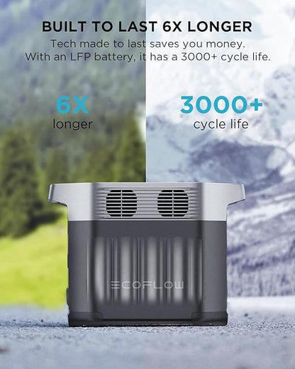 EF ECOFLOW Solar Generator DELTA 2 with 2x220W Portable Solar Panels, 1024Wh LFP Battery, Fast Charging, Portable Power Station for Home Backup Power, Camping & RVs