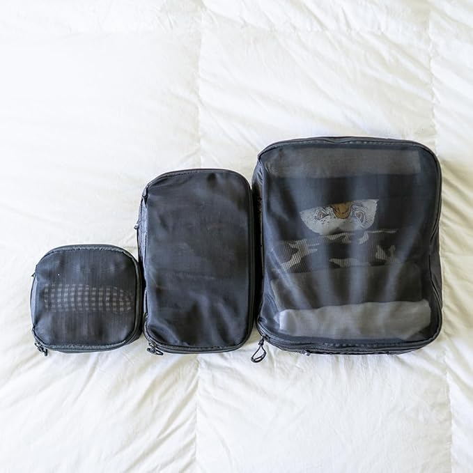 WANDRD Packing Cubes - Bundle of Small, Medium and Large Packing Cubes for Travel - Suitcase and Luggage Organization and Travel Essentials (Black)
