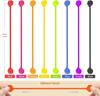 SOOOEC Magnetic Cable Ties, 8 Pack 7.2" Magnetic Twist ties Cute Cloud Design, Silicone Zip Ties with Strong Magnet for Bundling and Organizing, Fridge Magnets, Assorted Colors.