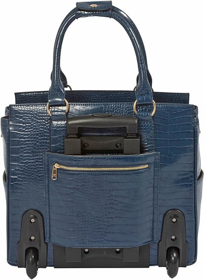 JKM & Company Rolling Laptop Bag for Women | Designer Wheeled Briefcase | Fits 13-17" Laptops | Office Travel Computer Case
