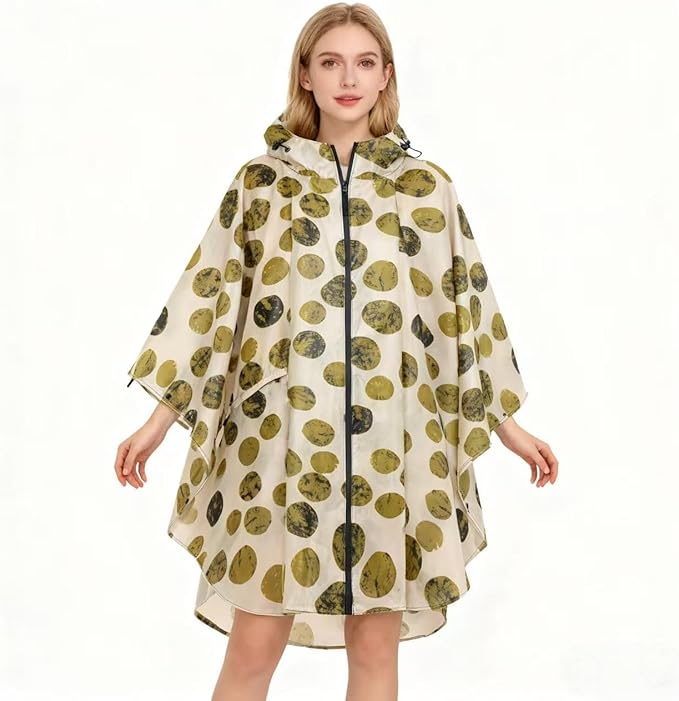 Hooded Rain Ponchos for Adult - Rain Coat and Rain Jacket with Waterproof Pocket and Zipper