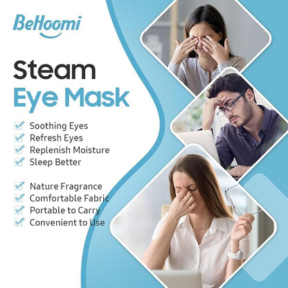 Steam Eye Mask, 10 Packs Heated Eye Mask, Self Heating Disposable SPA Warm Compress for Eyes Sleep Mask, Travel Essentials & Relaxation Gifts, Stocking Stuffers (Jasmine Scent)