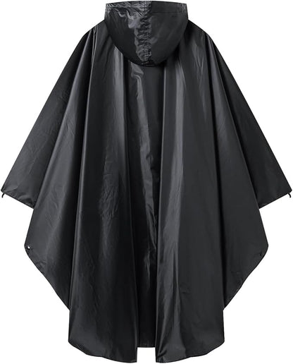 Hooded Rain Ponchos for Adult - Rain Coat and Rain Jacket with Waterproof Pocket and Zipper