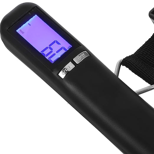 BESPORTBLE Digital Luggage Weighing Device for Suitcase with Strong Strap, Handheld Travel Essential Baggage Weight Indicator Up to 50Kg/110Lb with Backlit LCD Display for Airport and Home
