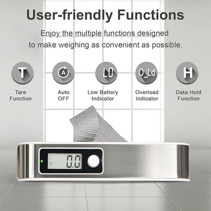 travel inspira Luggage Scale, Portable Digital Hanging Baggage Scale for Travel, Suitcase Weight Scale with Rubber Paint, 110 Pounds, Battery Included