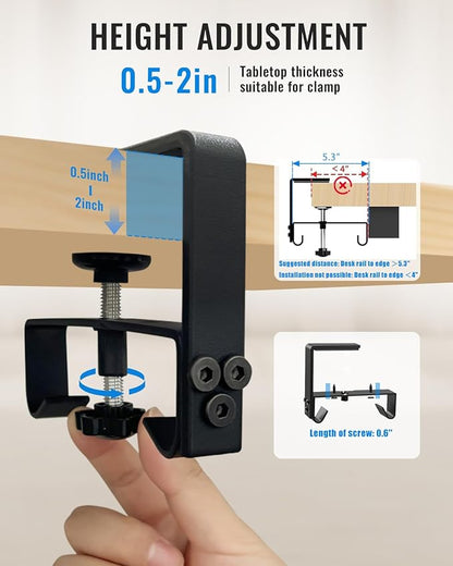 No Drill Cable Management Under Desk, 48" Cord Organizer for Table, Clamp/Screw Mount Cable Tray, Premium Black Fabric Desk Cord Management Tray for Office, Home (Extra Large (48 Inch))