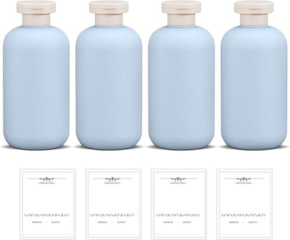 ASEVAT 6.7oz 4pack Refillable Travel Shampoo and Conditioner Bottles, Travel Size containers, Travel Bottle for toiletries, Squeeze Bottles with Flip Cap, Empty Plastic Leak Proof Travel Bottles