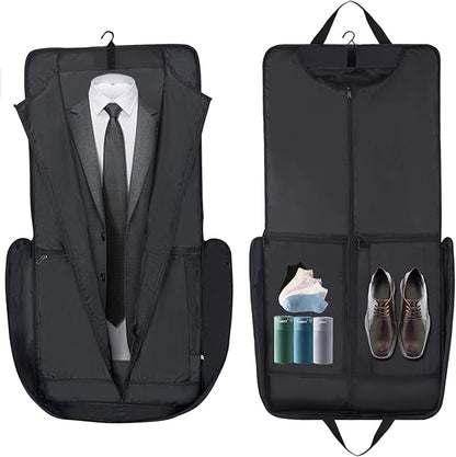 Garment Bag Travel Carry On Suit Bag for Traveling Business Trips Hanging Dress Clothes with Shoulder Strap Foldable for Men Women 45” Black