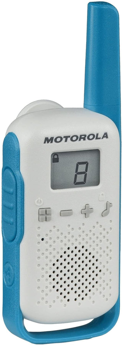 Motorola Solutions, Portable FRS, T114TP, Talkabout, Two-Way Radios, Battery Operated, 22 Channel, 16 Mile, White/Blue, 3 Pack
