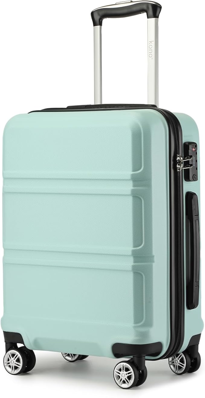 Kono 20'' Carry on Luggage with Spinner Wheel TSA Lock Lightweight PC+ABS Hardside Luggage Durable Small Carry on Suitcase Mint Green