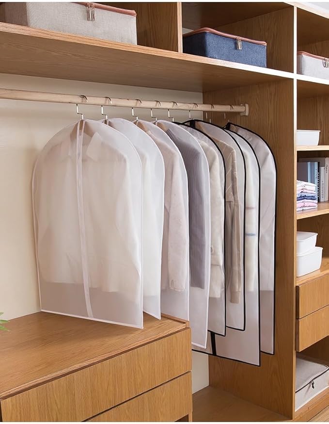 Garment Bags for Hanging Clothes (Set of 12) Travel Garment Bag with Zip Clothes Garmet Bag Shirt Suit Travel Bags for Men Closet Cover for Open Closet Storage (White 24'' x 48'')