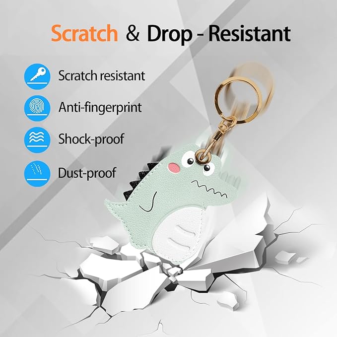 Leather Keychain Case Holder Compatible with Apple AirTag, GPS Airtag Keychain Finder Tracker with Key Ring, Anti-Scratch Protective Air Tag Cover