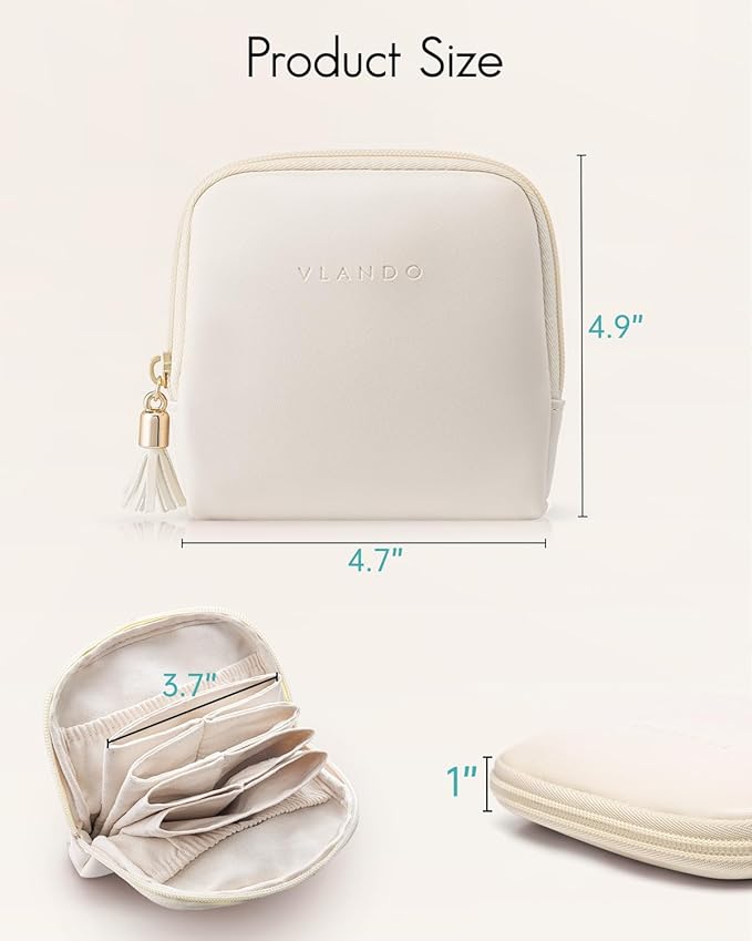 Vlando Mini Jewelry Travel Case,Jewelry Pouch Bags with Zipper, Velvet Jewelry Organizer Storage Bag for Bracelet Rings Earring Travel Essentials Gifts for Women Girl - White