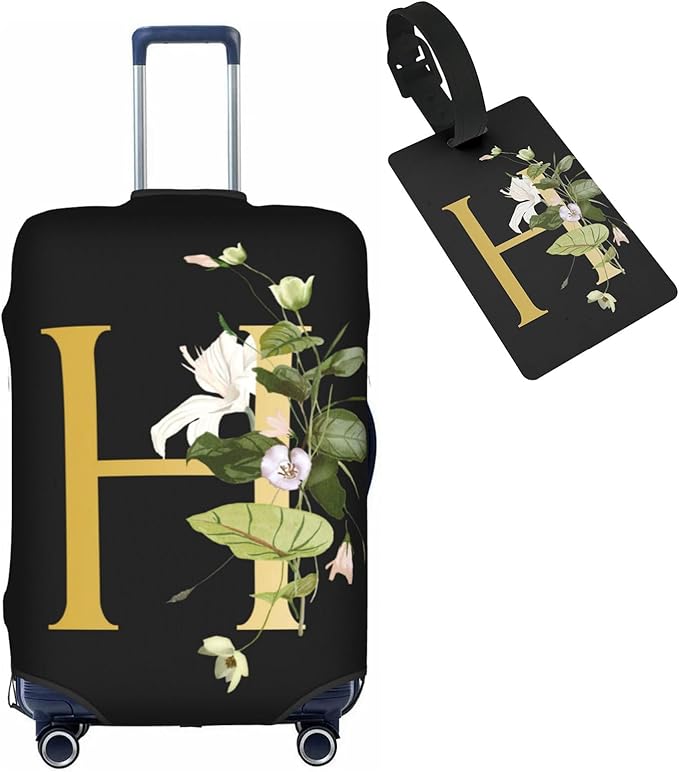 Decorative H Suitcase Protectors Elastic Washable Luggage Covers With Concealed Zippers For 18-32 Inch Luggage (Size S: Fits 18-21 Inch)