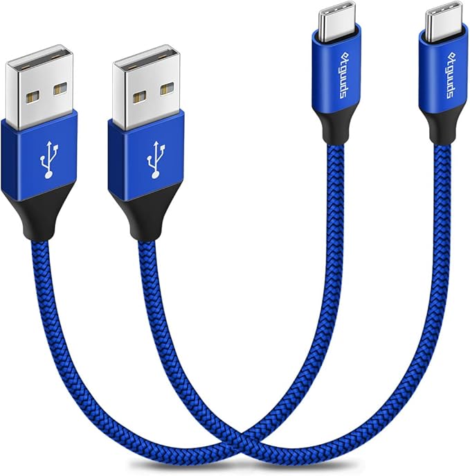 etguuds USB to USB C Cable 1ft, 2-Pack Short USB A to Type C Charger Cord Fast Charging for Samsung Galaxy A17 A16 A15 A26 A36 A56, S25 S24 S23 S22 S21 S20 S10 Note 20, for iPhone 17 16 15, Moto