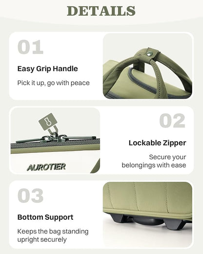 Rolling Puffer Laptop Bag, Rolling Briefcase for Women, Wheeled 16 Inch Computer Bag, Water Resistant Stylish Overnight Underseat Carry On Luggage with Wheels for Work Travel Business, Green