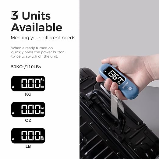 pack all 110 Lbs Luggage Scale, Digital Handheld Baggage Scale, Travel Suitcase Weight Scale with LCD Display, Battery Included, Navy