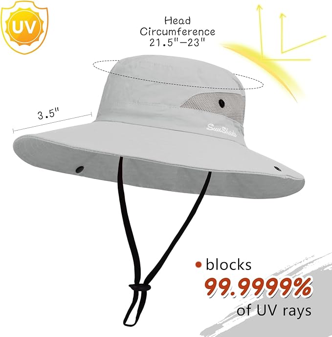 ZOORON Women's Ponytail Safari Sun Hat,Wide Brim UV Protection Outdoor Bucket Hat,Foldable Beach Summer Fishing Hat