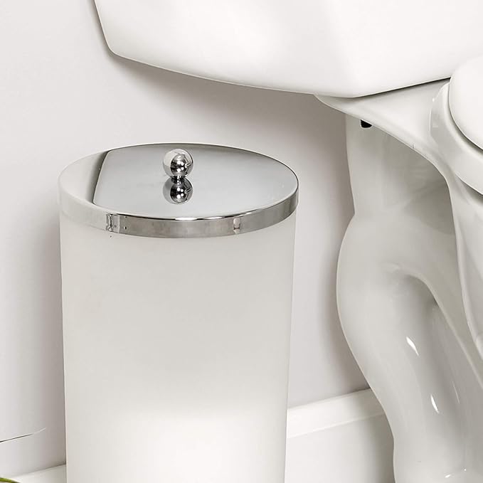 Zenna Home Toilet Paper Holder Stand, Enclosed Toilet Paper Storage Holds 3 TP Rolls, Rust Resistant Bath Tissue Holder with Lid, Frosted