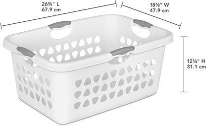 Sterilite 4 Pack Ultra Laundry Basket, Plastic Clothes Hamper, Large Rectangle Bin with 4 Comfort Grip Handles, 2 Bushel Capacity, White