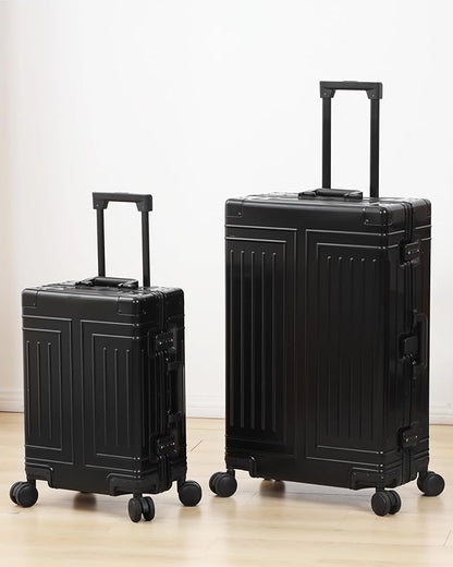 All Aluminum Carry On Luggage，Cut from Whole Aluminum Sheet，22x14x9 Airline Approved ，（3rd Generation，Premium Metal zipperless suitcase ） (black, 28inch)
