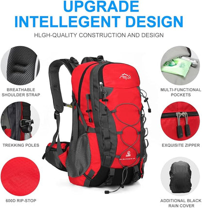 INOXTO lightweight Hiking Backpack 35L/40L Hiking Daypack with Waterproof Rain Cover for Travel Camping Outdoor Men and Women