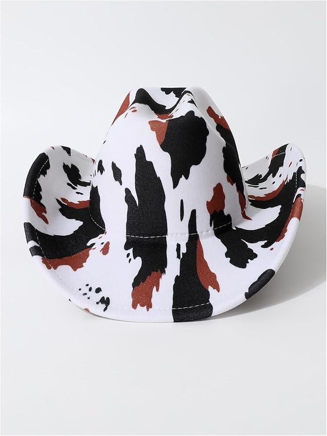 WDIRARA Women's Cowboy Hat Cow Print Western Cowgirl Hats Travel Vacation