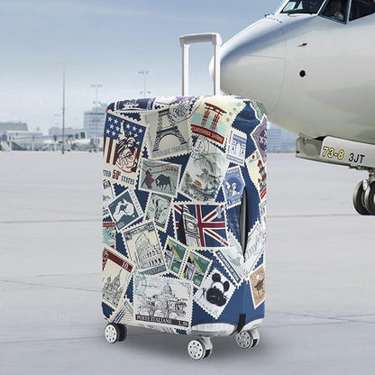Travelkin Luggage Covers For Suitcase Tsa Approved,Suitcase Cover Protector Fit 18-32 Inch Luggage (Stamp, XL)