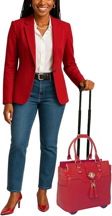 JKM and Company Alligator Compatible With Computer iPad, Laptop Tablet Rolling Tote Bag Briefcase Carryall Bag