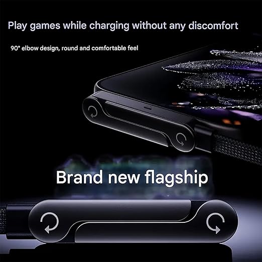 2026 New Sideways Phone Charger - 240W Braided Fast Charge Cable with Built-in Phone Stand, 2-in-1 Invisible Holder Charger Cable for iPhone, for Samsung and USB-C Devices (Type-C to Lightning)