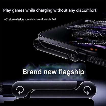 2026 New Sideways Phone Charger - 240W Braided Fast Charge Cable with Built-in Phone Stand, 2-in-1 Invisible Holder Charger Cable for iPhone, for Samsung and USB-C Devices (Type-C to Lightning)