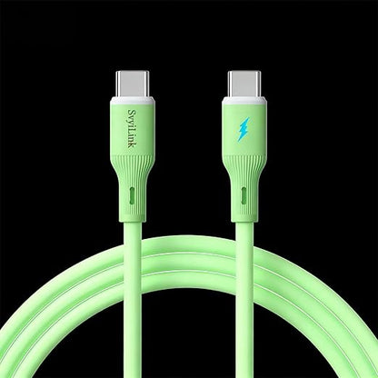 USB Cable PD Fast Charger(C to C Rubber Green) Mobile Phone Data Cable,Charging Cable, Supports Data Transfer,39-inch,Soft Liquid Silicone Material，Compatible with Almost All Type-C Devices.