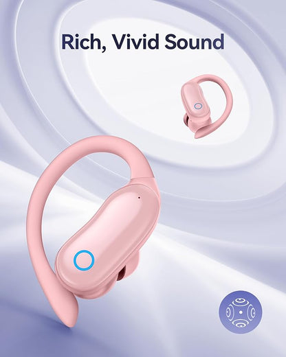 GNMN Active Noise Cancelling Ear Buds Wireless Earbuds 96hrs Playback Bluetooth Headphones Dual Battery Display Stereo Bass Earphones with Earhooks Microphone IPX7 Waterproof for Sports/Workout