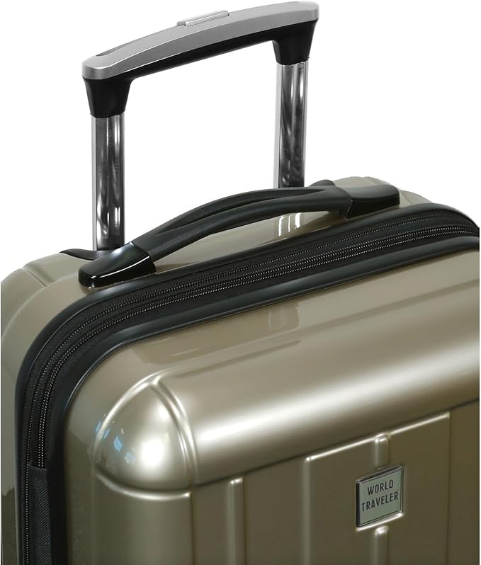 World Traveler Contour 24-Inch Polycarbonate Hardside Expandable Spinner Checked Luggage with TSA Lock - Champagne