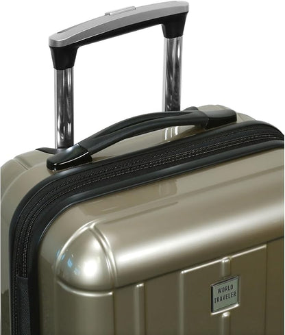 World Traveler Contour 24-Inch Polycarbonate Hardside Expandable Spinner Checked Luggage with TSA Lock - Champagne