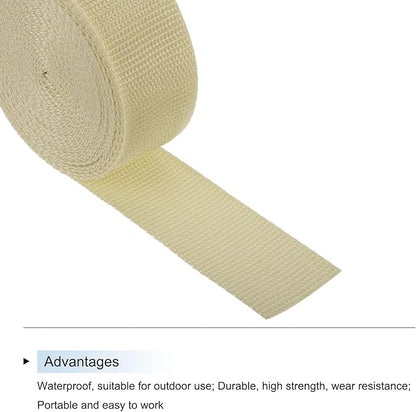 MECCANIXITY Lightweight Polypropylene Webbing Strap 1 1/2" 5 Yard Backpack Strapping Band Light Khaki for Outdoor Luggage Cargo Straps