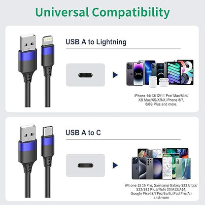 1ft Multipack Short iPhone Charger Cable for iPhone 14 13 12, Bulk Short USB A to USB C Cable 12 inch for Charging Station Compatible with iPhone 15 Samsung Galaxy S20 S10 Note 20 10, 10 Pack Mixed