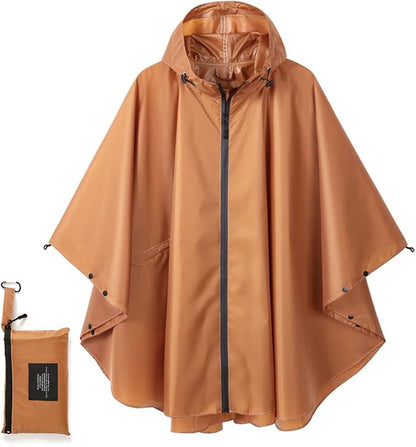 Fashion Hooded Rain Poncho Waterproof Raincoat Jacket with pocket for Women/Men/Adult