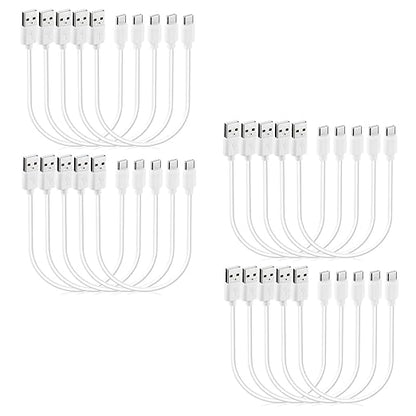Smays Short 1ft USB C Cable 20-Pack Bulk, USB A to Type C Fast Charging Cord Multipack, White