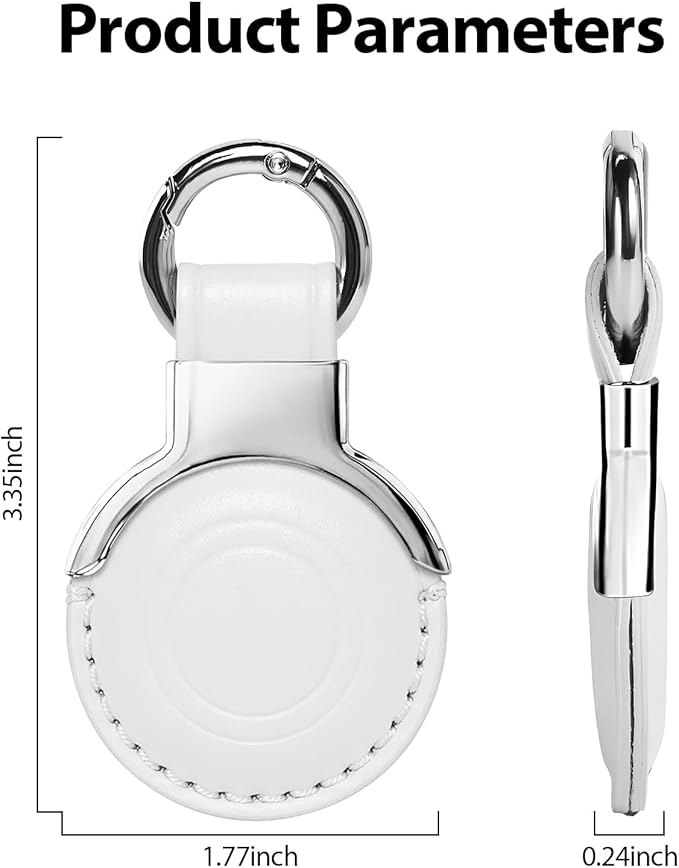 Genuine Leather for AirTag Holder Keychain for AirTag - Premium Handmade Protective Case Cover Accessories with Key Ring, Secure Hidden Design, All-in-One Package, White