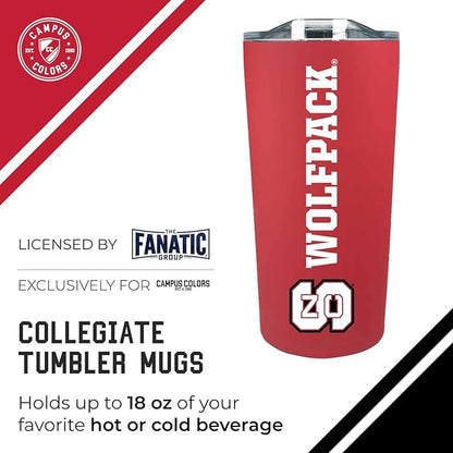 Campus Colors NCAA Stainless Steel Tumbler perfect for Gameday - 18 oz - Double Walled - Keeps Drinks Perfectly Insulated (NC State Wolfpack - Red)