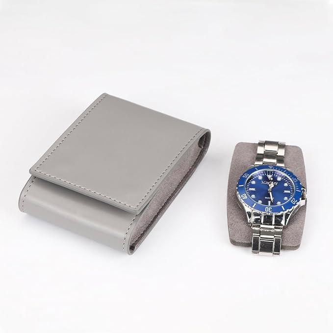 Travel Watch Pouch/Leather Watch Travel Case with Suede Lining/Luxury Leather Travel Watch Box Single Watch Pouch Christmas Gift for Man/Woman/Office