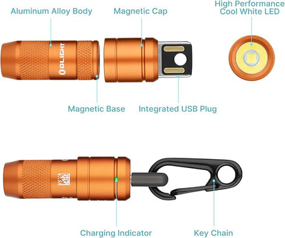OLIGHT IMINI 2 EDC Rechargeable Keychain Flashlight, 50 Lumens Compact and Portable Mini LED Keyring Lights with Built-in Battery Ideal for Everyday Carry and Emergencies (Orange)