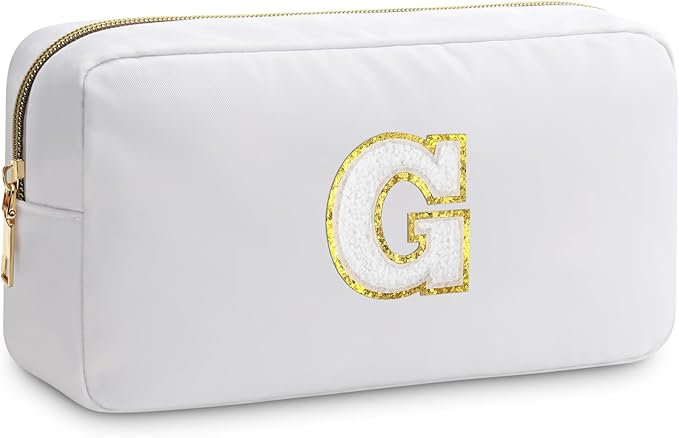 Initial G Makeup Bags Initial Letter A-Z Cosmetic Bag for Women Friends Daughter Sister Mom Inspirational Gifts Travel Toiletry Bag Christmas Birthday Gifts for Her Bridesmaid Bff Makeup Pouch G