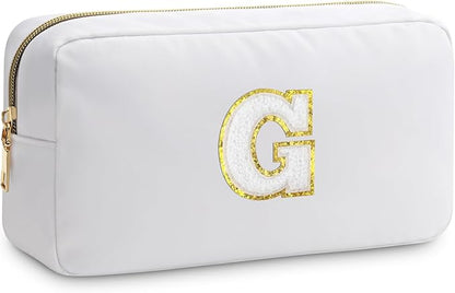 Initial G Makeup Bags Initial Letter A-Z Cosmetic Bag for Women Friends Daughter Sister Mom Inspirational Gifts Travel Toiletry Bag Christmas Birthday Gifts for Her Bridesmaid Bff Makeup Pouch G