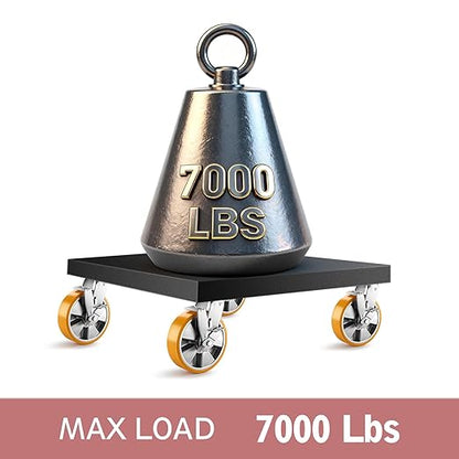8 Inch Heavy Duty Casters Set of 4, Industrial Locking Casters 7000lbs Load Capacity, Plate Swivel Castor Wheels for Heavy Duty Carts, Workbench, Equipment, Platform Truck (Orange)
