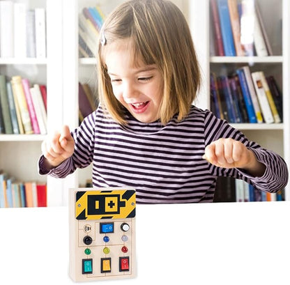 Light Up LED Sensory Busy Board, Learning Toddler Toys Interactive 1 Year Old Gifts Travel Friendly Kids Toys for Trips and Daily Play