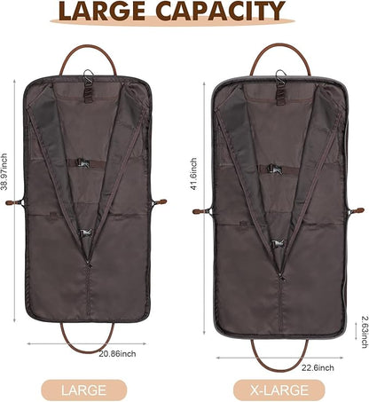 S-ZONE Carry on Garment Bag for Business Travel Canvas Leather Men Suit Cover