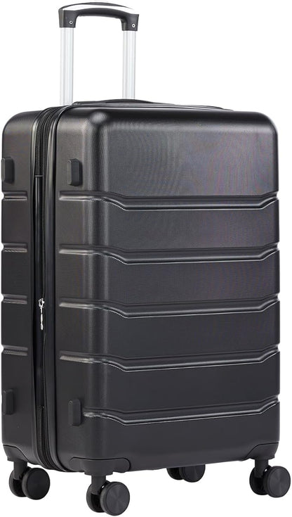 Sweetcrispy Carry on Luggage, Hard Shell ABS Suitcase with Double Spinner Wheels, Lightweight Expandable Rolling Suit Case with TSA Lock, 21 Inch Charcoal Black